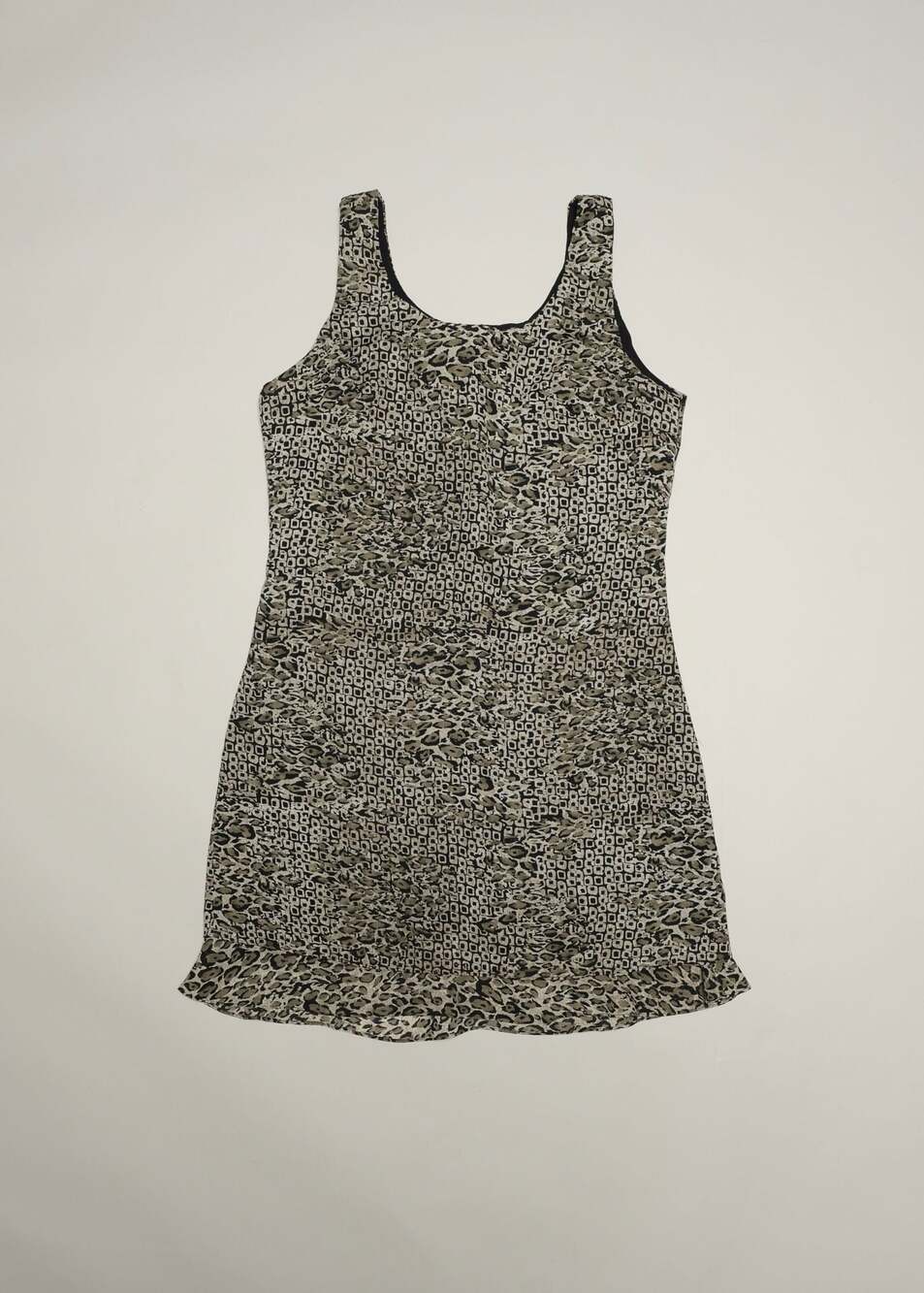 Vintage CDC Leopard Print Sleeveless Ruffle Hem Dress Size 6